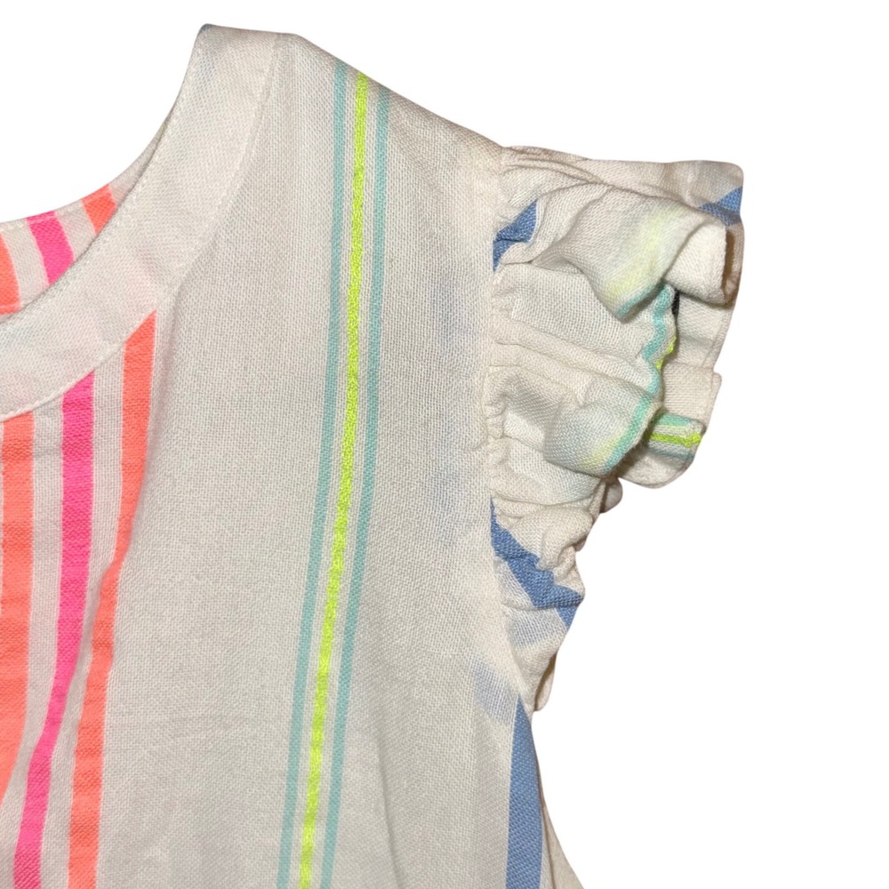 Vineyard Vines Neon Striped Sleeveless Ruffle Mini Dress Size 12 - Picture 6 of 11